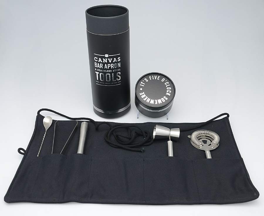 Giftware (Metal, Hollowware) (5 Piece) Bar Tool Set & Apron by Izola-1