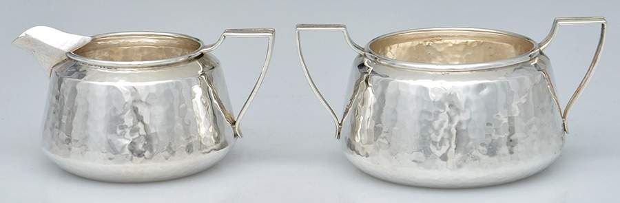 520B (Sterling, Hollowware) Mini Sterling Creamer and Open Sugar by International Silver-1
