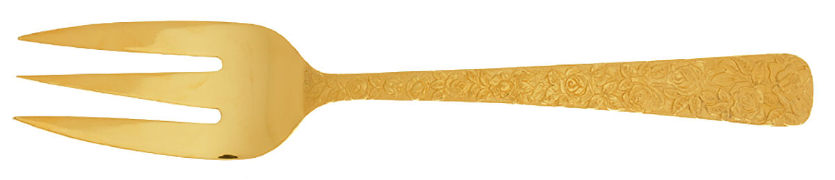 Cellini Romanesque (Gold Electroplate) Medium Solid Cold Meat Serving Fork by Japan-1