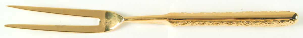 Cellini Romanesque (Gold Electroplate) Large Stainless-Prong Roast Carving Fork by Japan-1