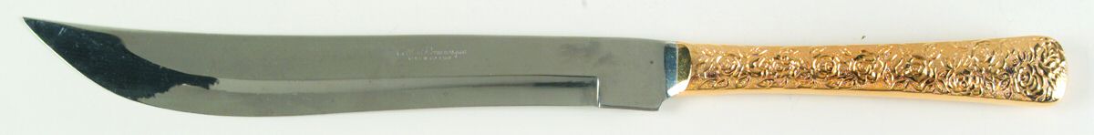 Cellini Romanesque (Gold Electroplate) Large Stainless Blade Roast Carving Knife by Japan-1