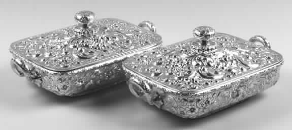Sterling Hollowware Pair of Sterling Covered Vegetables by J E Caldwell-1