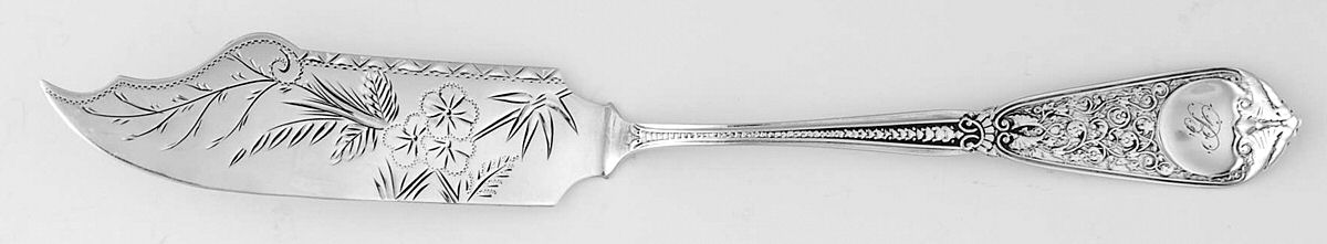 Webster (Sterling, 1882) Flat Handle Bright Cut Master Butter by JB & SK Knowles Silver-1