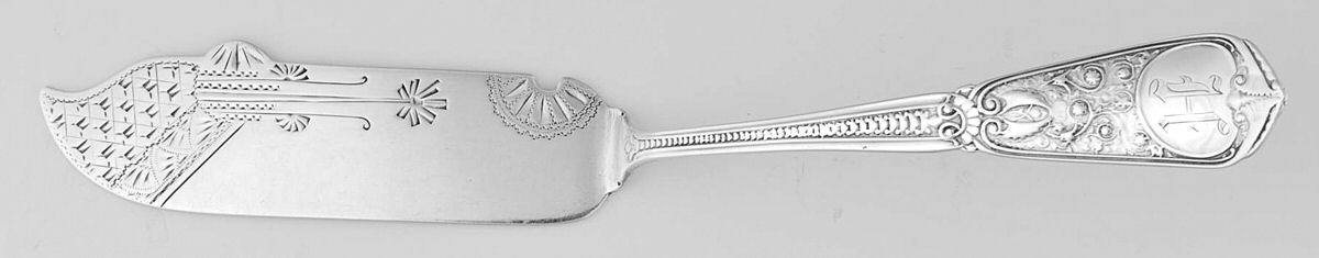Webster (Sterling, 1882) Flat Handle Bright Cut Master Butter by JB & SK Knowles Silver-1