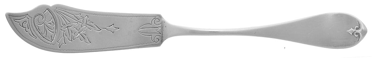 Antique (Sterling, 1865) Coin Flat Handle Bright Cut Master Butter by JB & SK Knowles Silver-1