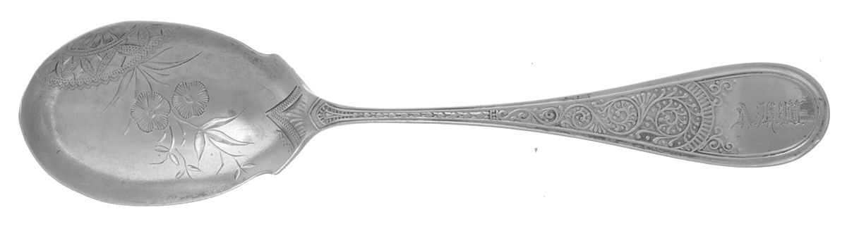 Coronet (Sterling, 1879) Bright Cut Bowl Sugar Spoon by JB & SK Knowles Silver-1
