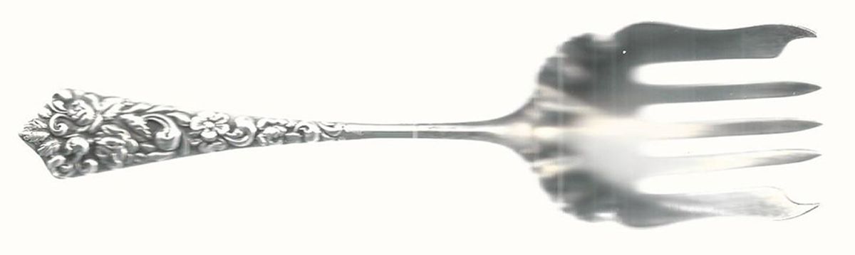 Essex (Sterling, 1889) Small Solid Cold Meat Serving Fork by JB & SK Knowles Silver-1