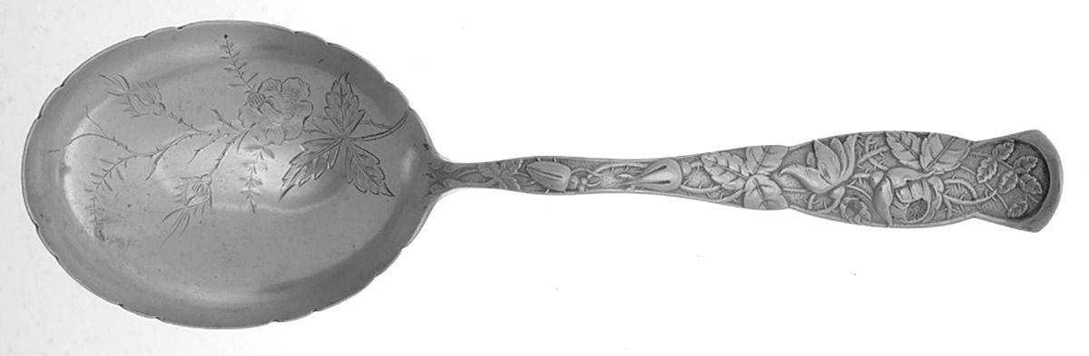 Rose (Sterling, 1881) Brightcut Solid Large Berry/Casserole Spoon by JB & SK Knowles Silver-1