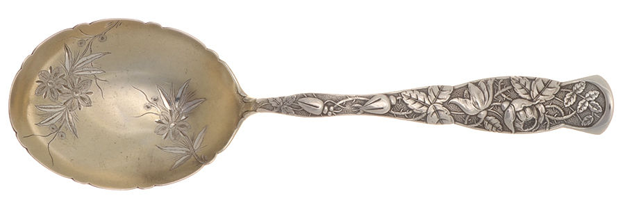 Rose (Sterling, 1881) Bright Cut Solid Large Berry/Casserole Spoon by JB & SK Knowles Silver-1