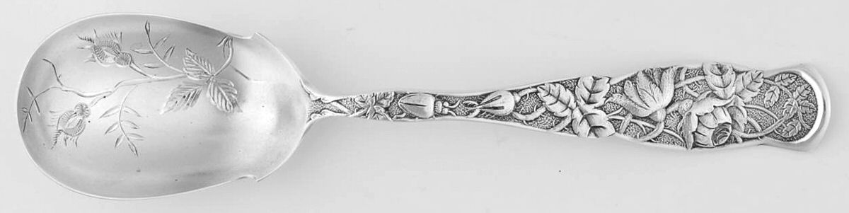 Rose (Sterling, 1881) Ice Cream Spoon Bright Cut by JB & SK Knowles Silver-1