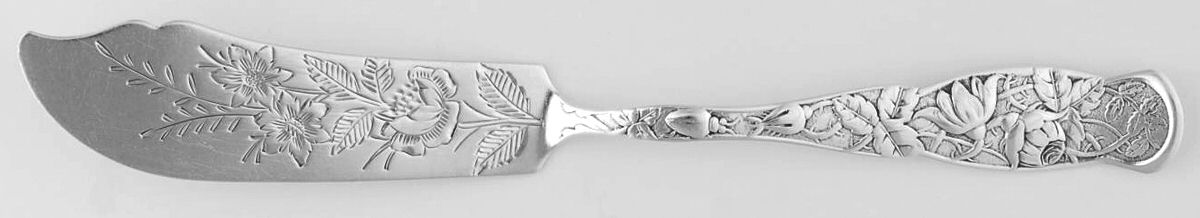 Rose (Sterling, 1881) Flat Handle Bright Cut Master Butter by JB & SK Knowles Silver-1