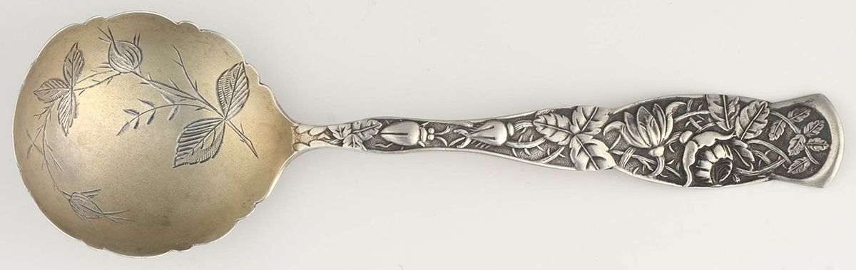 Rose (Sterling, 1881) Bright Cut Bowl Sugar Spoon by JB & SK Knowles Silver-1