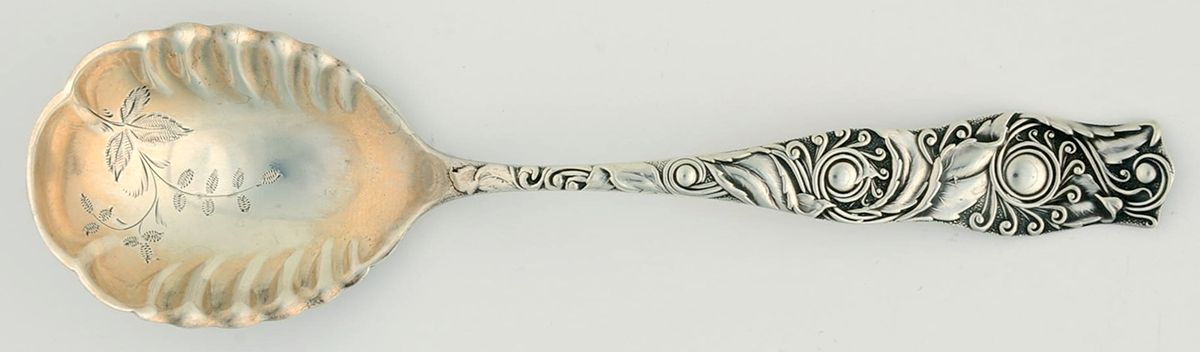 Trianon (Sterling, 1889) Bright Cut Bowl Sugar Spoon by JB & SK Knowles Silver-1