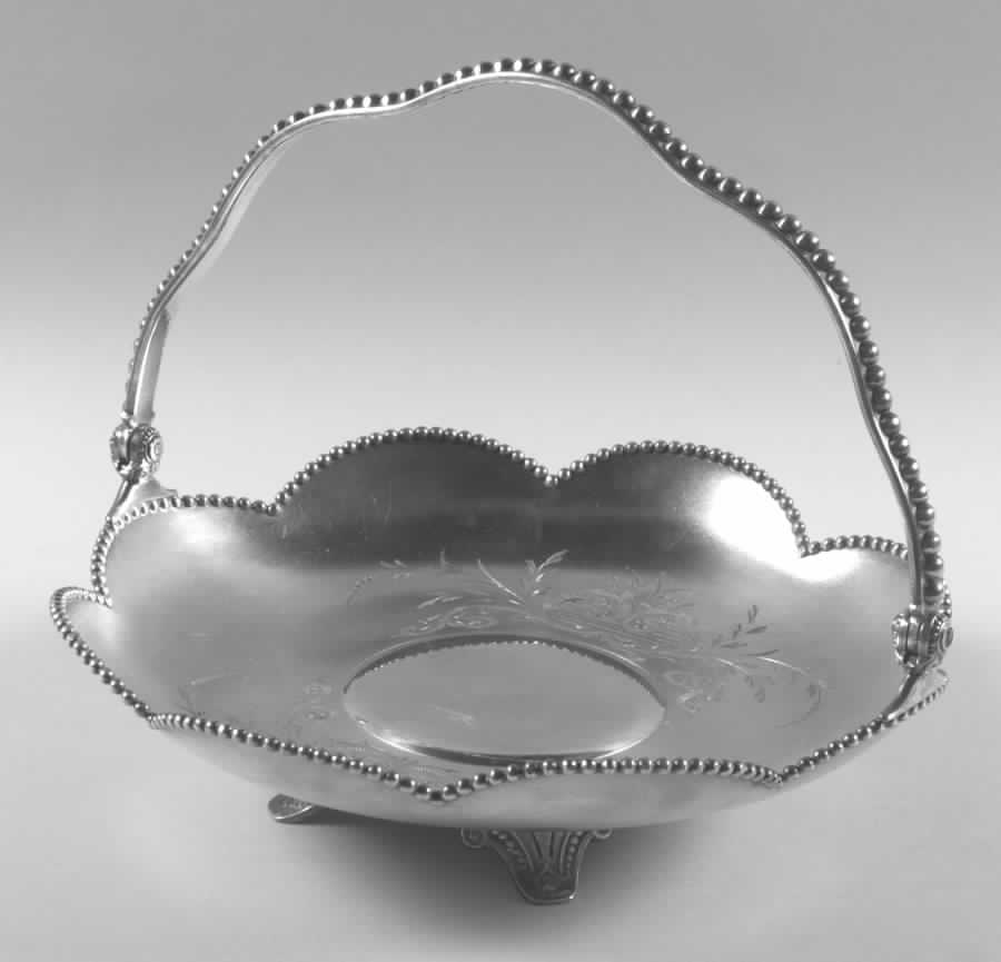 Silverplate Hollowware Ruffled 4-Toed Handled Basket by James Tufts-1