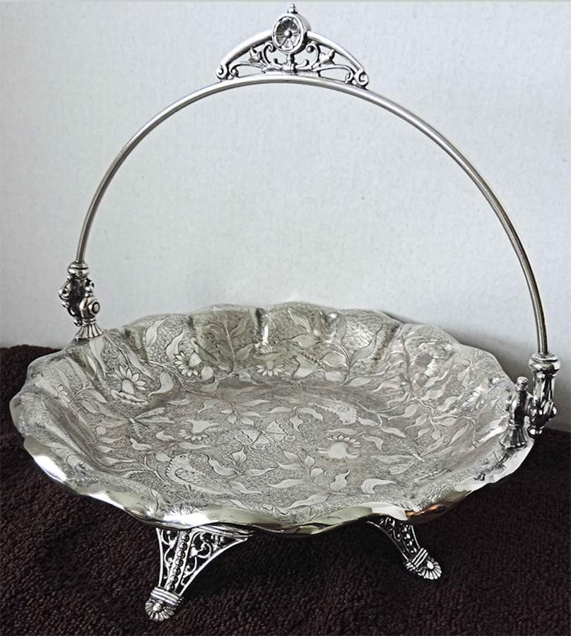 Silverplate Hollowware Footed Handled Cake Basket by James Tufts-1