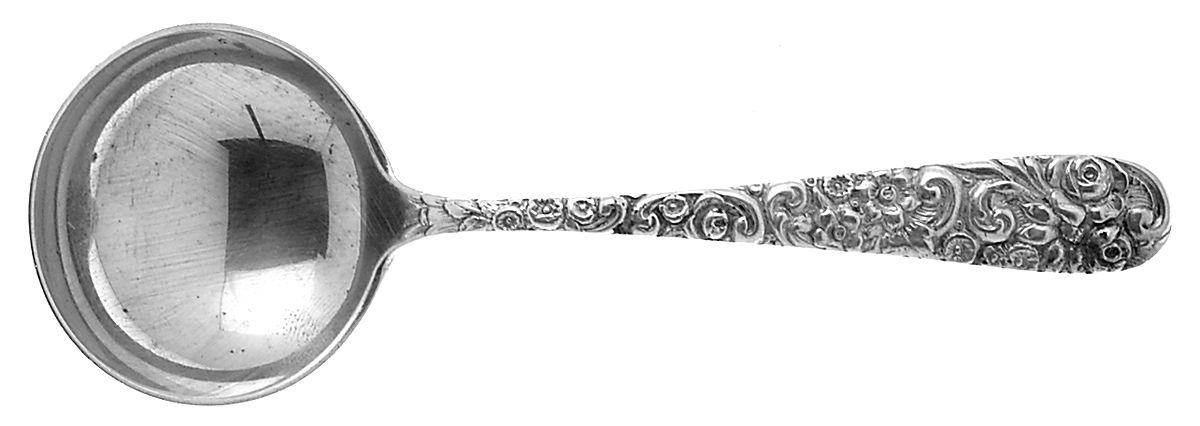 Repousse (Sterling, 1910) Large Round Bowl Soup Spoon (Bouillon) by Jenkins & Jenkins-1