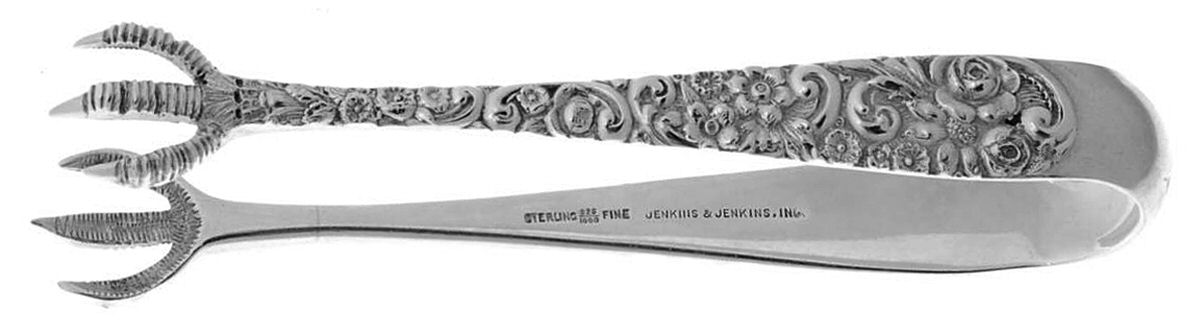 Repousse (Sterling, 1910) Large Sugar Tongs by Jenkins & Jenkins-1
