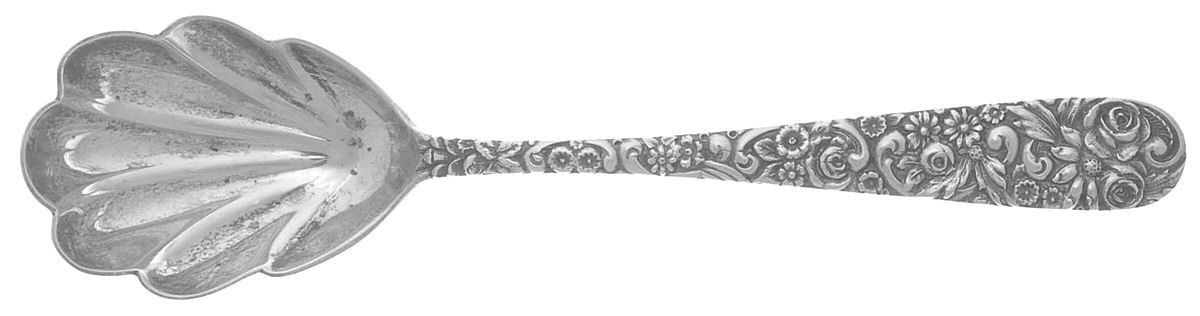 Repousse (Sterling, 1910) Sugar Shell Spoon by Jenkins & Jenkins-1