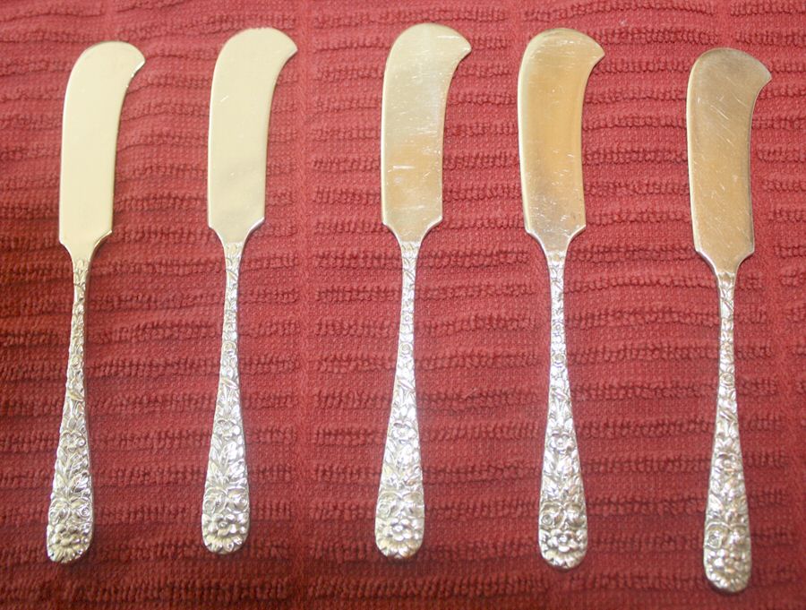 Repousse (Sterling, 1910) Large Flat Handle Butter Spreader by Jenkins & Jenkins-1