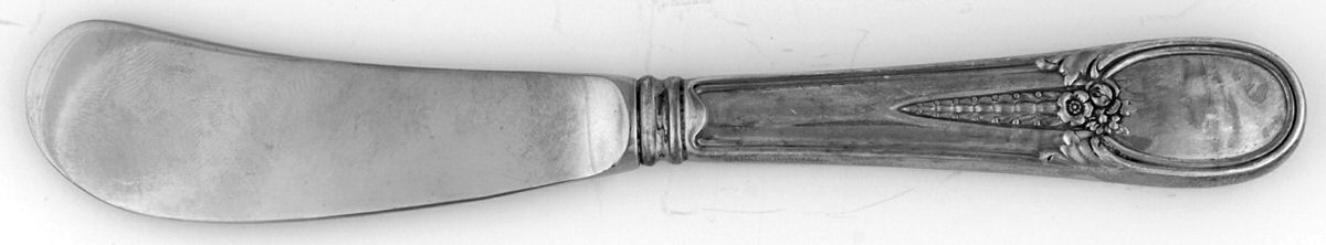 Rittenhouse (Sterling, 1945) Butter Spreader Hollow Hdl-Paddle/Stainless Blade by J E Caldwell-1