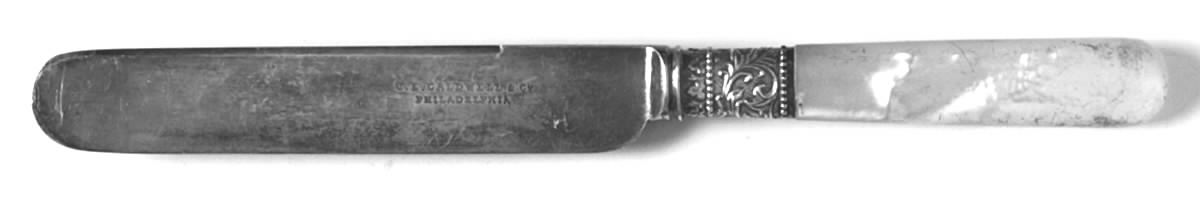 Pearl Handle (Silverplate Bolster) Blunt Hollow Knife by J E Caldwell-1