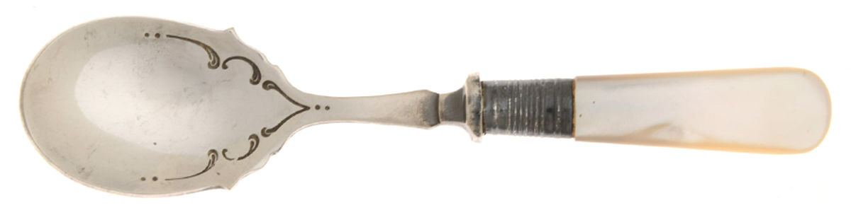 Pearl Handle (Silverplate Bolster) Sugar Spoon by JBS-1