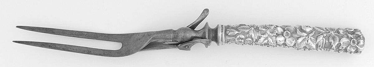 JEJ3 (STERLING) Small Steak Carving Fork, Silverplate Prongs by Jenkins & Jenkins-1