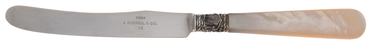 Pearl Handle 3 (Sterling) Individual Pearl Handle Orange Knife by 1834 J Russell & Co.-1