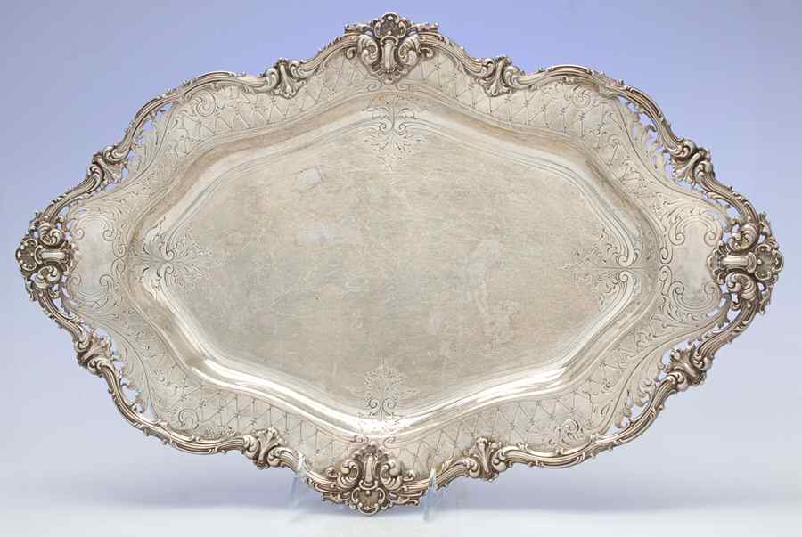 4835L (Sterling, Hollowware) 22" Oval Serving Platter by J E Caldwell-1