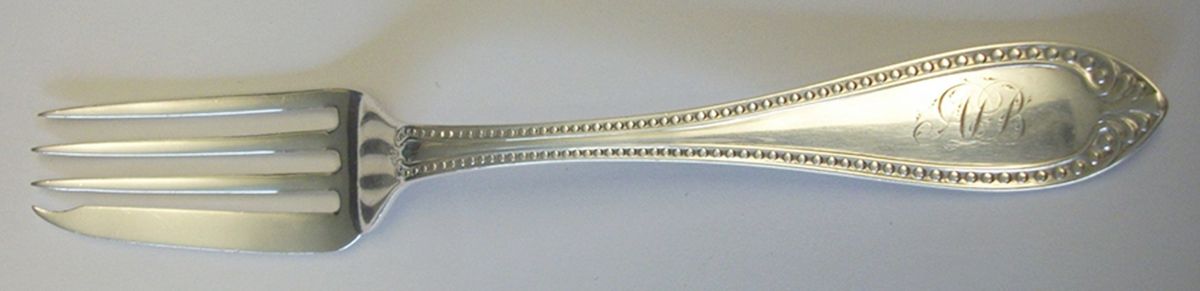Bead (Sterling, 1850) Pastry Fork by John Polhamus-1