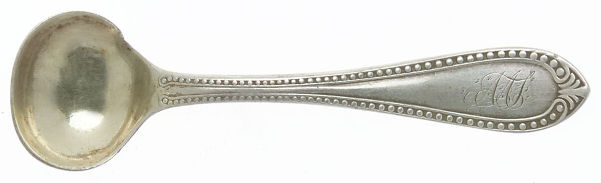 Bead (Sterling, 1850) Coin Salt Master Spoon by John Polhamus-1