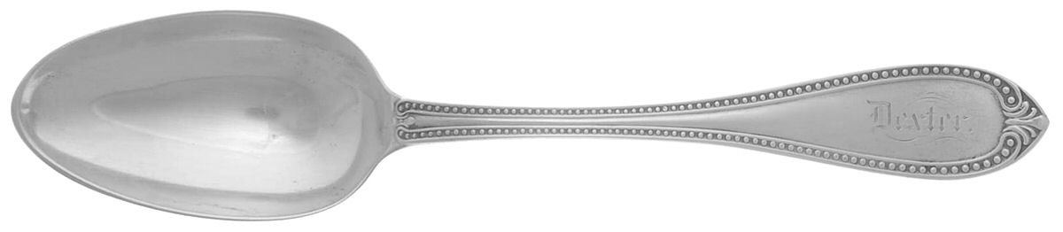 Bead (Sterling, 1850) Coin Silver Tablespoon (Serving Spoon) by John Polhamus-1
