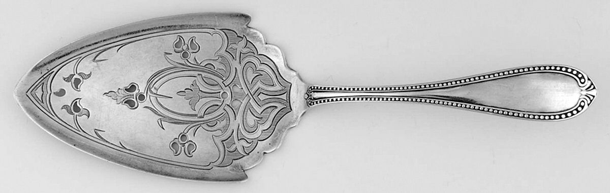 Bead (Sterling, 1850) Large Solid Bright Cut Pie Knife by John Polhamus-1