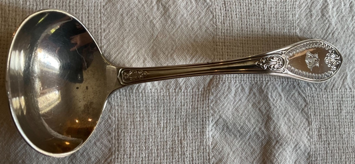 Ionic (Sterling, 1850) Solid Gravy Ladle by John Polhamus-1