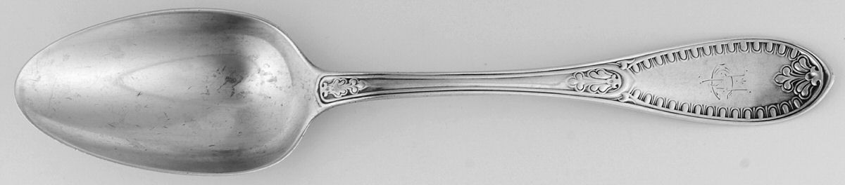 Ionic (Sterling, 1850) Monogram Tablespoon (Serving Spoon) by John Polhamus-1