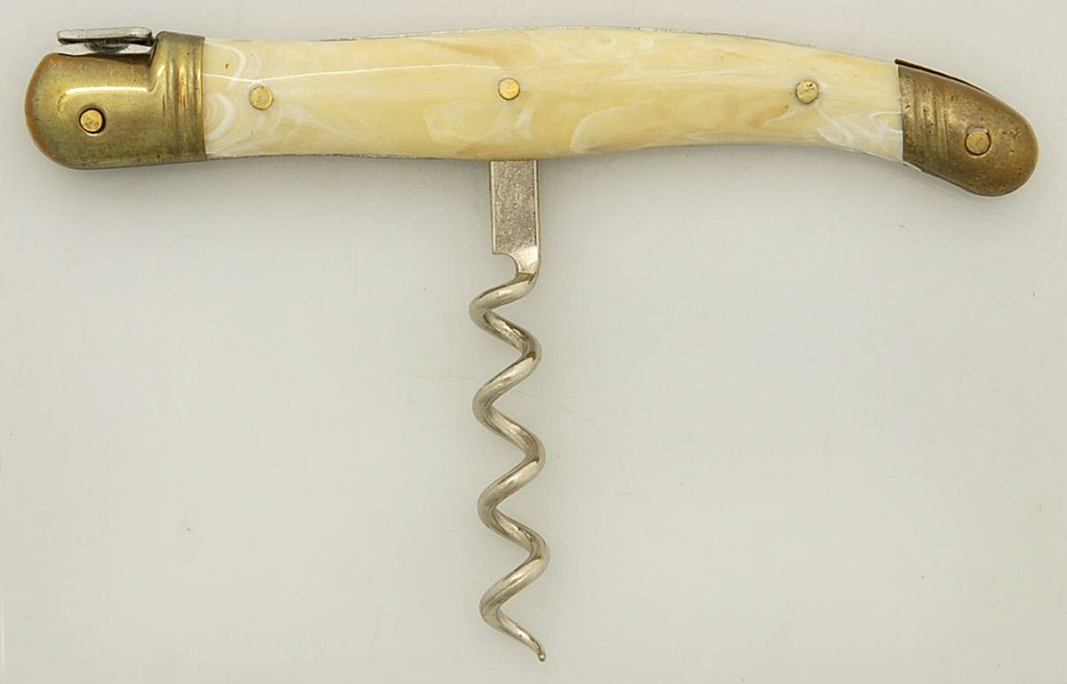 Laguiole Ivory (Gold Accent) Corkscrew by Jean Dubost (France)-1