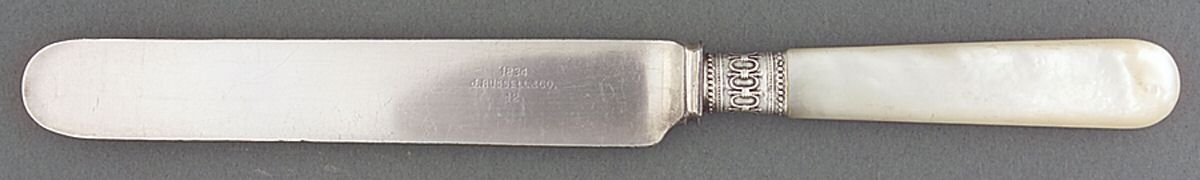 Pearl Handle 4 (Silverplate) Blunt Hollow Knife by 1834 J Russell & Co.-1