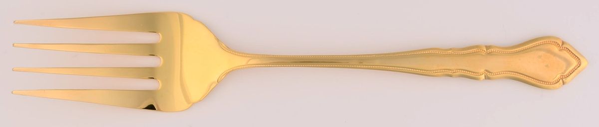 Elegance (Goldelectroplate) Medium Solid Cold Meat Serving Fork by Japan-1