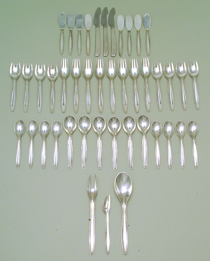 JTO3 (Silverplate) Serv & Pla 44-Piece Flatware Set by J. Tostrup (Norway)-1