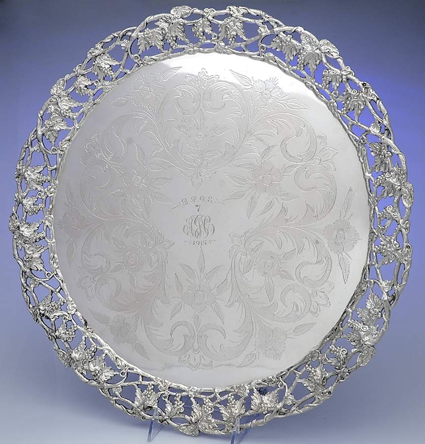 Repousse (Sterling, Hollowware) Compimentary Silverplated Punch Tray by Jenkins & Jenkins-1