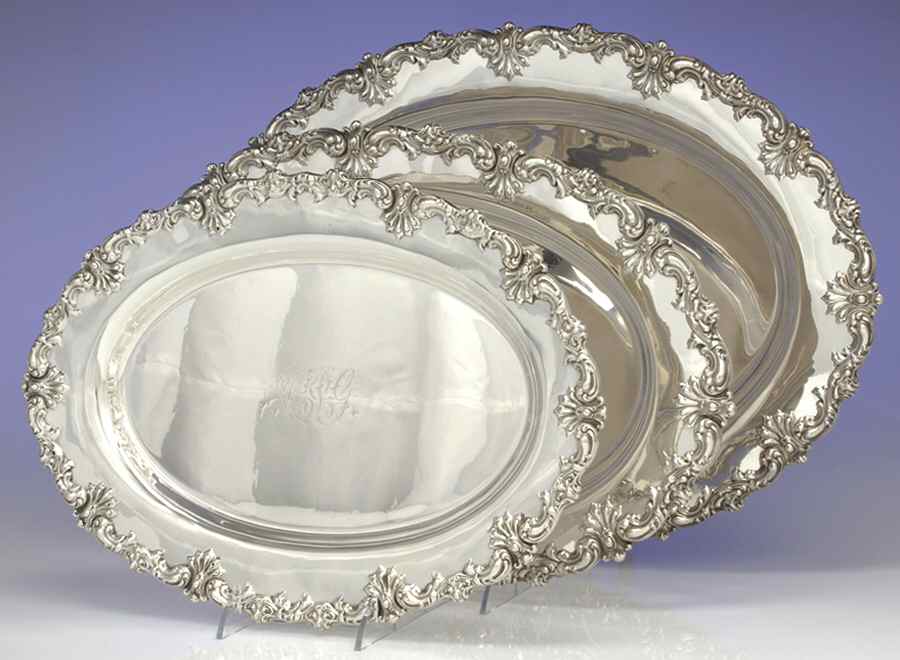4279A (Sterling, Hollowware) Set of 3 Platters, 15", 17" & 20" by J E Caldwell-1