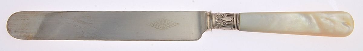 Pearl Handle 5 (Silverplate) Blunt Hollow Table Knife with Bolster by 1834 J Russell & Co.-1
