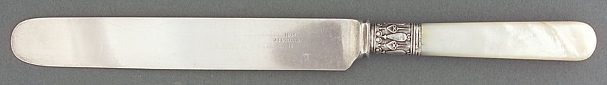 Pearl Handle 5 (Silverplate) Blunt Hollow Knife with Bolster by 1834 J Russell & Co.-1