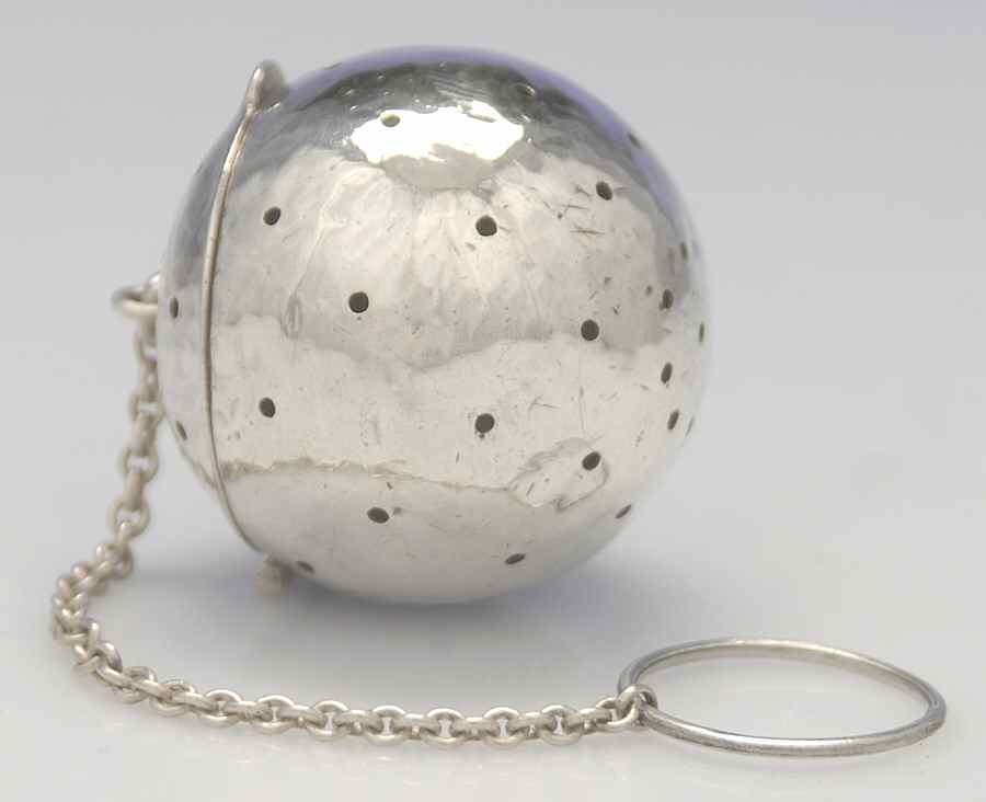1953H (Sterling, Hollowware) Tea Ball with Chain by JF Fradley-1