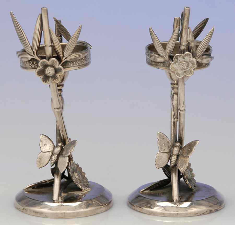 1078 (Silverplate, Hollowware) Pair of 4" Console Candleholders by James Tufts-1