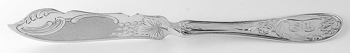 JSO1 (Coin) Flat Twisted Handle Master Butter Knife Bright Cut by Joseph Seymour & Co.-1