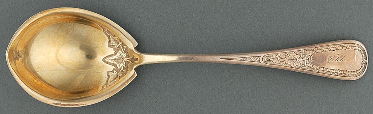 JOP7 (Sterling) Bright Cut Preserve Spoon by John Polhamus-1