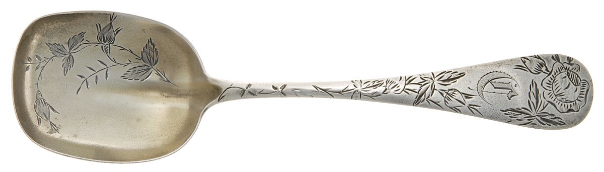 JSK14 (Sterling) Sugar Shovel, Bright Cut by JB & SK Knowles Silver-1