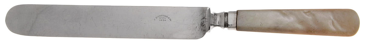 Pearl Handle 6 (Silverplate) Blunt Hollow Knife with Bolster by 1834 J Russell & Co.-1