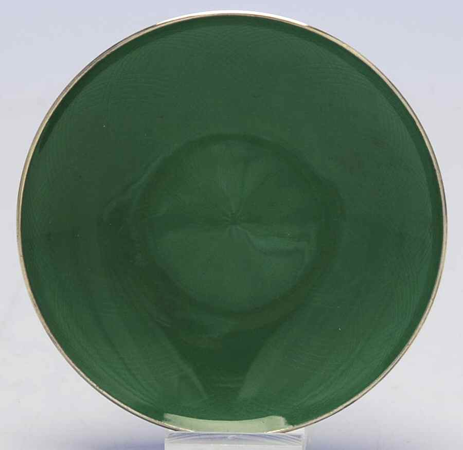 Sterling Hollowware 3" Round Tray with Enamel Bowl by J. Tostrup (Norway)-1